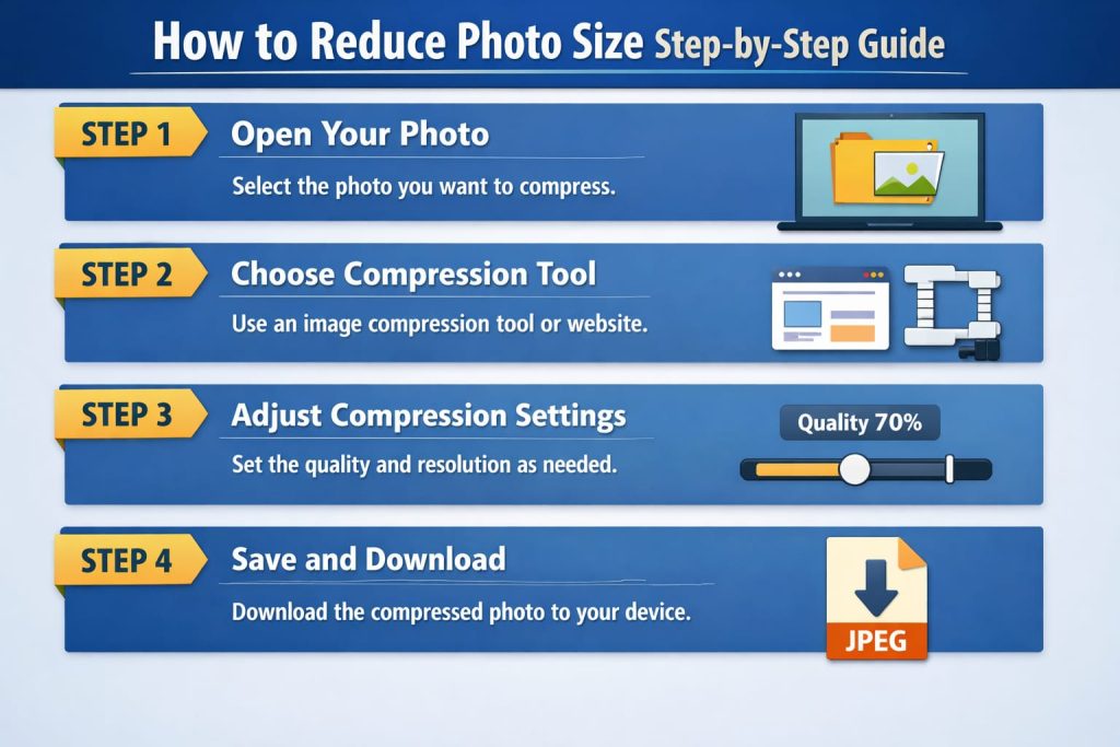how to reduce photo size step by step using online image compressor tool